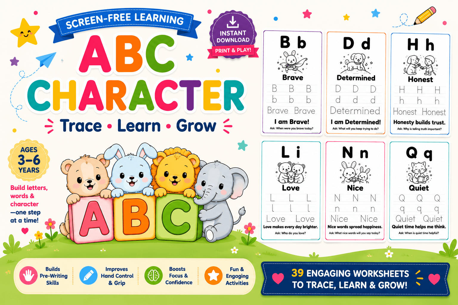 ABC of Character — Trial Pack (Letters A-H) — 8 letters for ₹19 — see if your kid loves it before you get all 26
