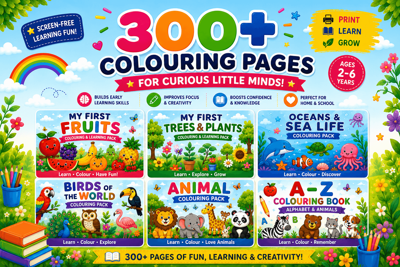 All Colouring Packs — instant PDF download, print unlimited times