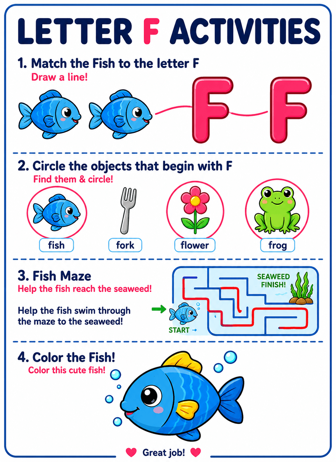 My First Alphabet Activity Book — A colour preview — Letter F activities