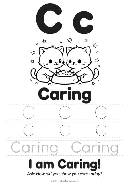 ABC of Character — Letter C page — C is for Caring