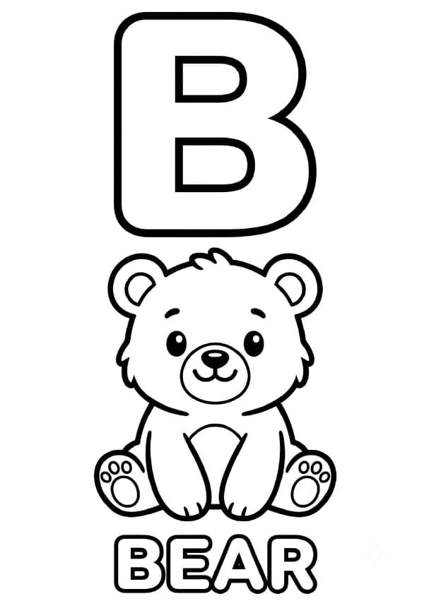 Alphabet Adventures A-Z Pack — Letter B tracing page — B is for Bear