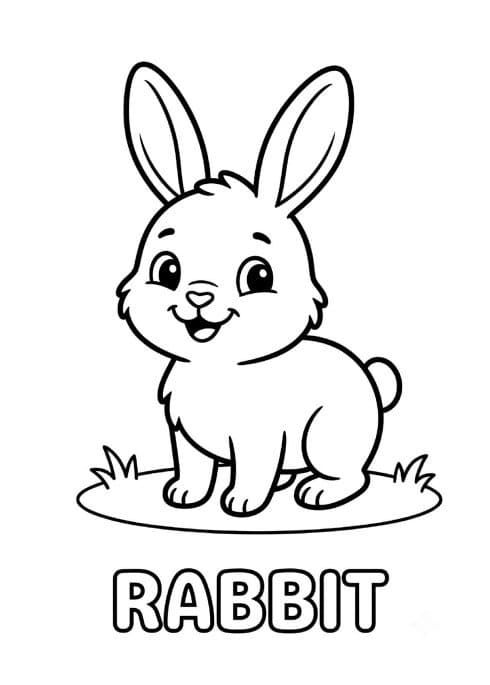 Animal Friends Coloring & Learning Pack — Printable rabbit colouring page