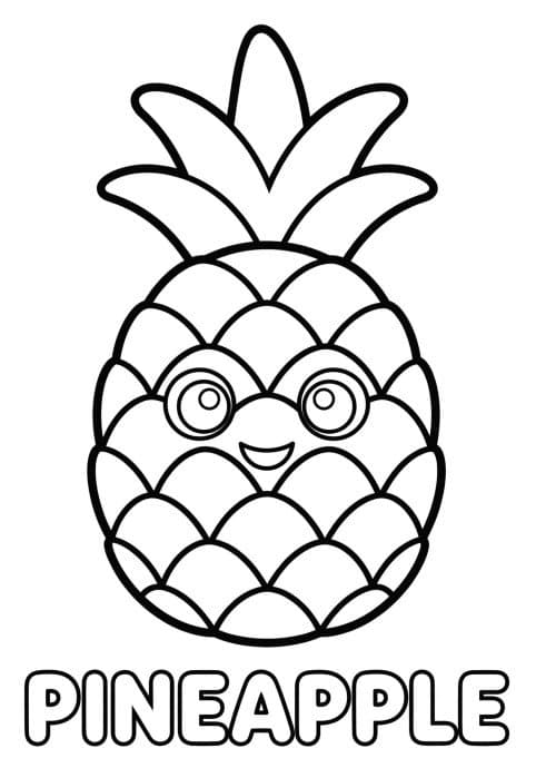 Fruits Coloring & Learning Pack — Printable pineapple colouring page