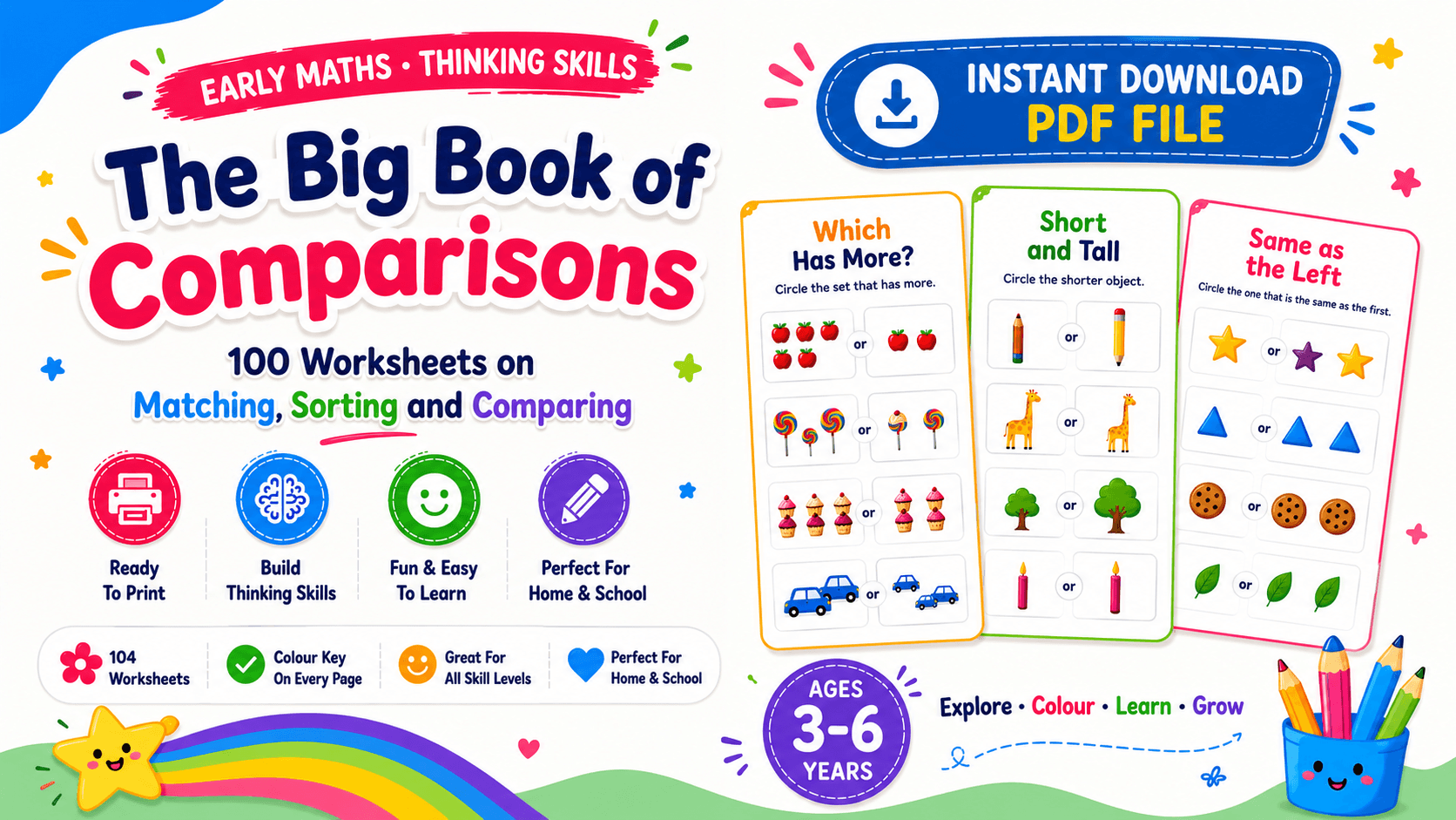 The Big Book of Comparisons: 100 Worksheets on Matching, Sorting and Comparing โ The Big Book of Comparisons: 100 Worksheets on Matching, Sorting and Comparing
