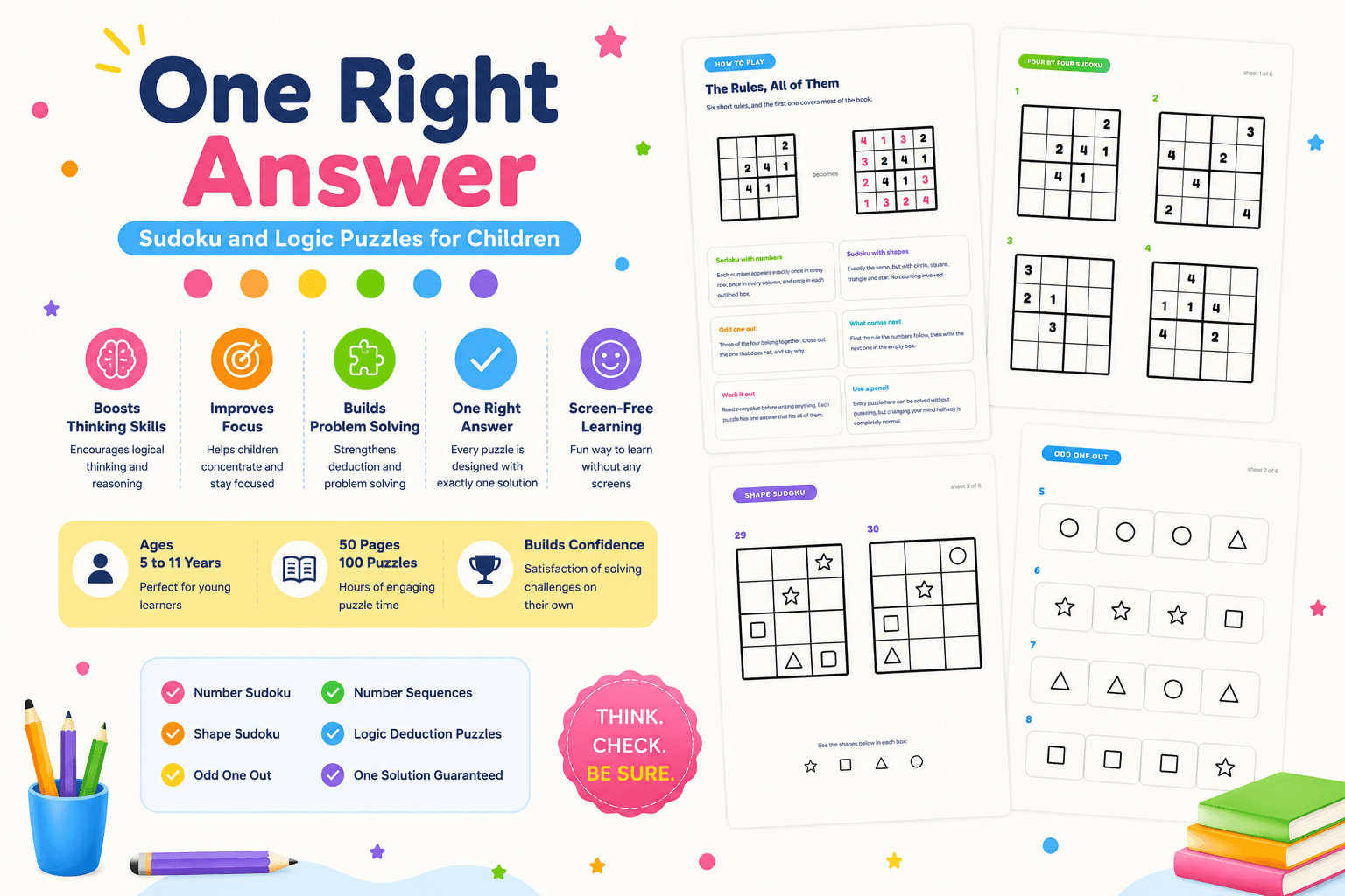One Right Answer: Sudoku and Logic Puzzles for Children